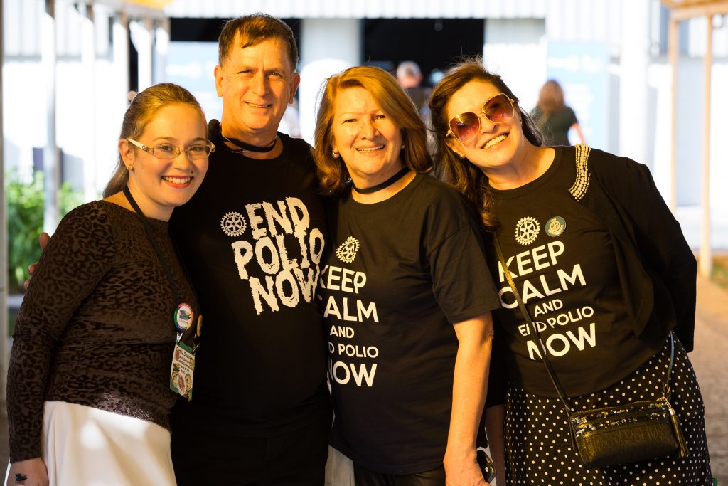 Attendees at the Rotary International Convention wear t-shirts with an End Polio Now message, 8 June 2015, Sao Paulo, Brazil.