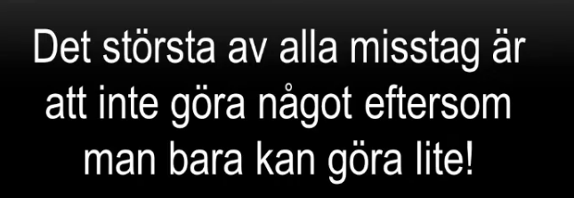 Det största av alla misstag är att inte göra något eftersom man bara kan göra lite!